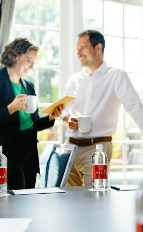 two people meeting to talk about work